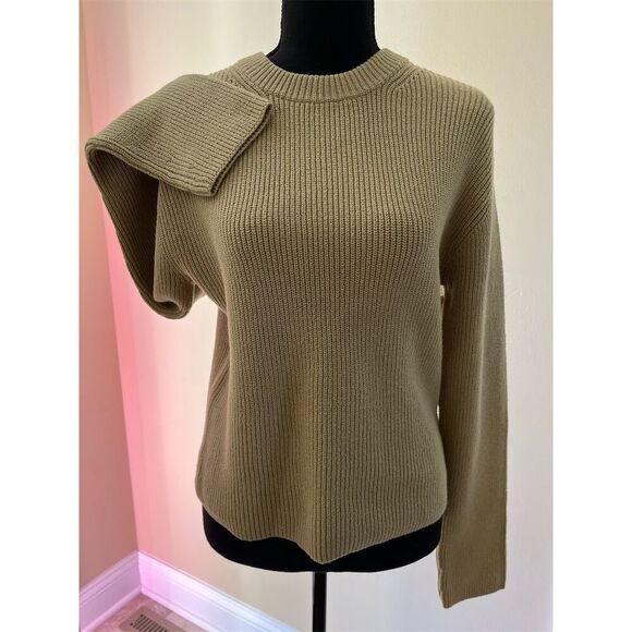 🆕Vince Beige Ribbed Crewneck Pullover Sweater Ladies Size M NWT Cotton Blend - Picture 4 of 12